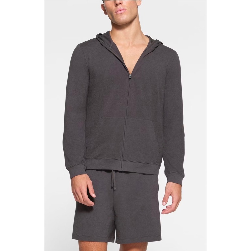 SKIMS Jersey Lounge Zip Up Hoodie Onyx Black Size 2X Oversized